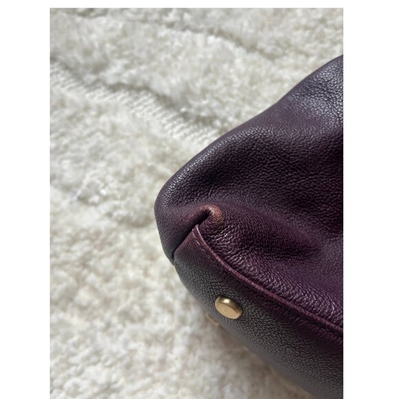 Cole Haan Purple Leather Bag Gold Accents - Picture 11 of 11